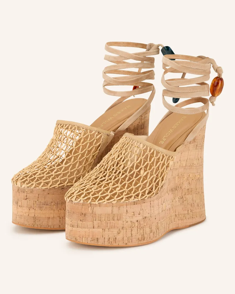 Naked Wolfe Plateau-Wedges Mit Schmuckperlen beige Hellbraun