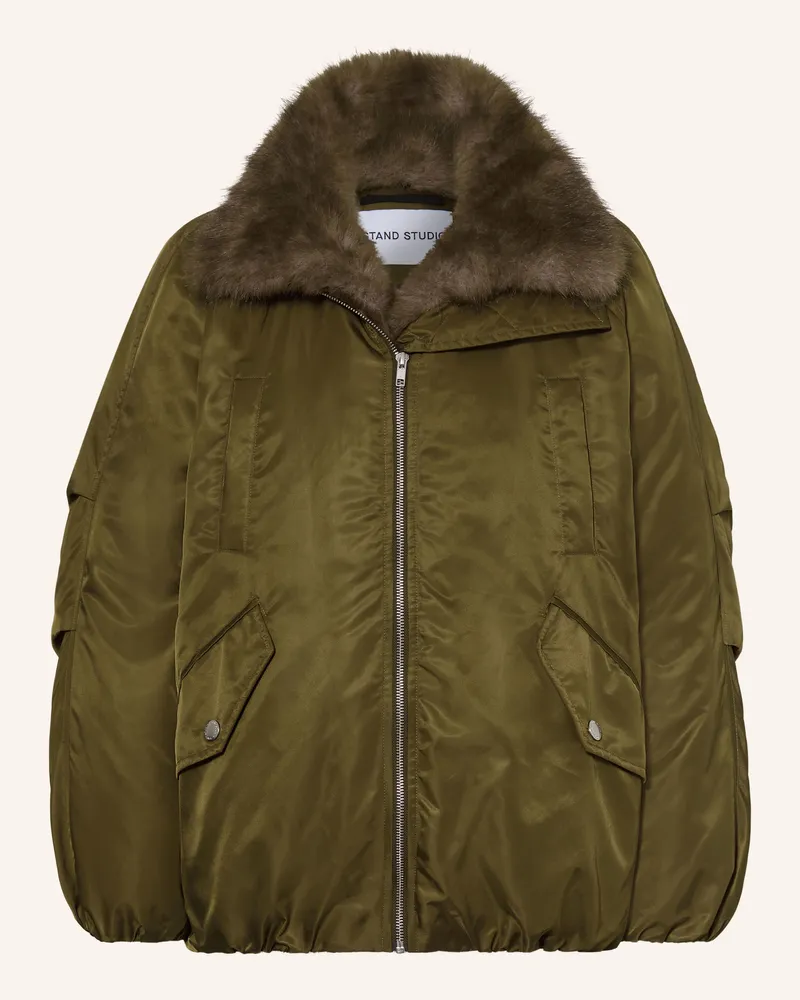 STAND Blouson Thilda Mit Abnehmbarem Kunstfell gruen Khaki