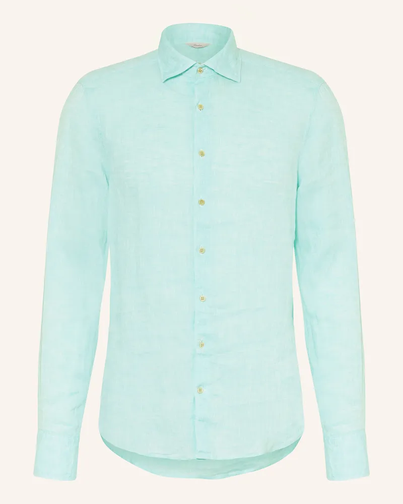 Stenströms Leinenhemd Slim Fit Türkis
