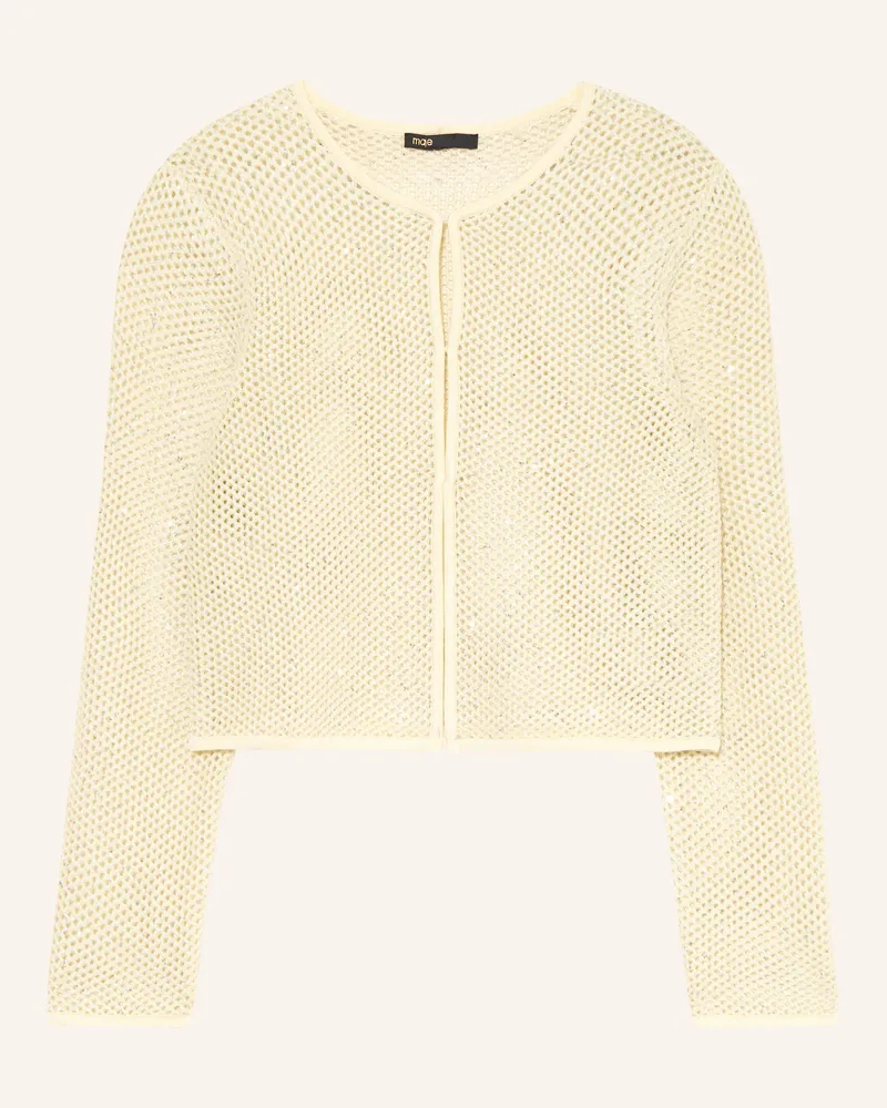 Maje Strickjacke mit Glitzergarn und Pailletten Hellgelb