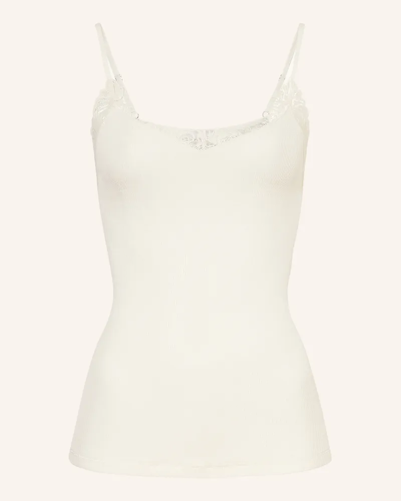 Hanro Top WOOLEN LACE aus Merinowolle mit Spitze Ecru