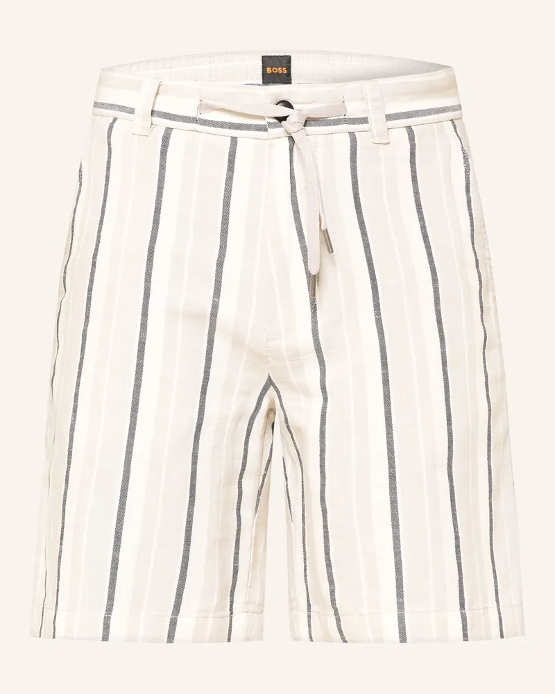 HUGO BOSS Chinoshorts Straight Fit Mit Leinen beige Ecru