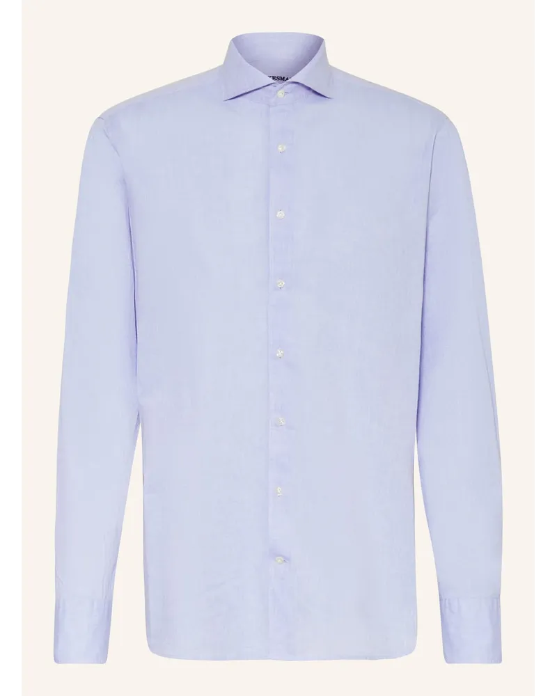 Strokesman's Hemd Regular Fit mit Leinen Blau