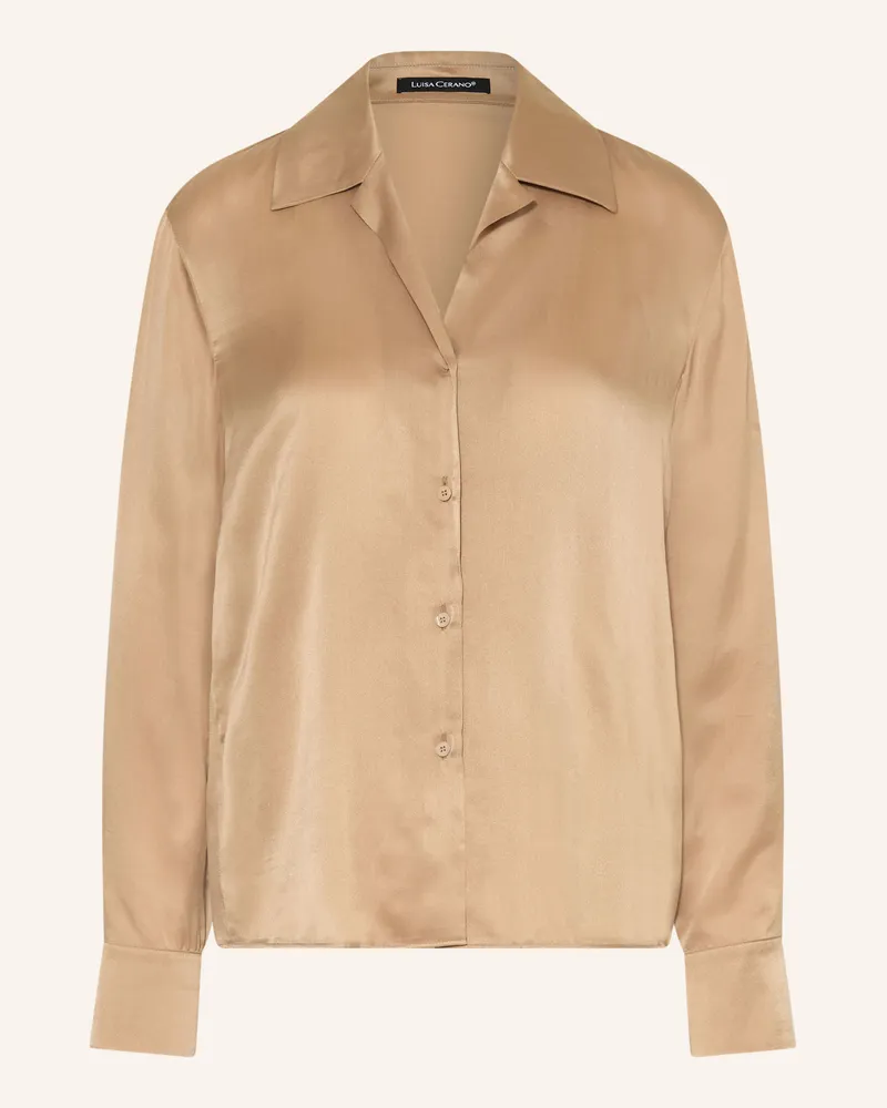 Luisa Cerano Satinbluse Mit Seide braun Camel