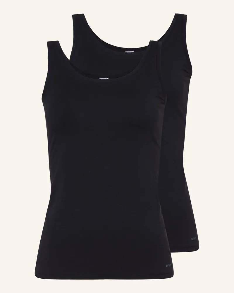 Skiny 2er-Pack Tops Advantage Cotton Stretch schwarz Schwarz