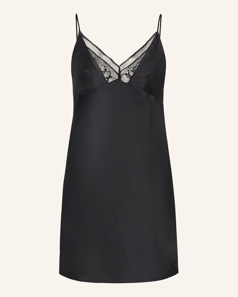 Calvin Klein Negligé Aus Satin schwarz Schwarz