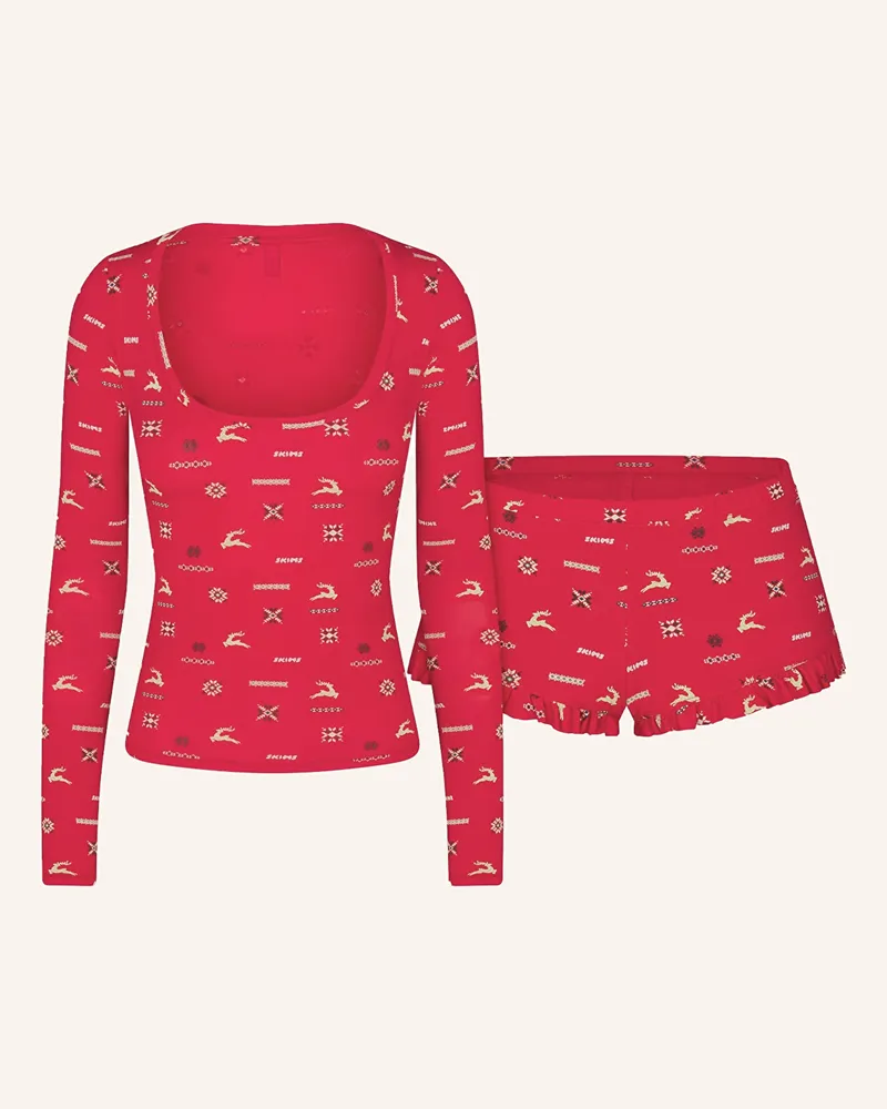 SKIMS Shorty-Schlafanzug SKIMS SLEEP Cranberry