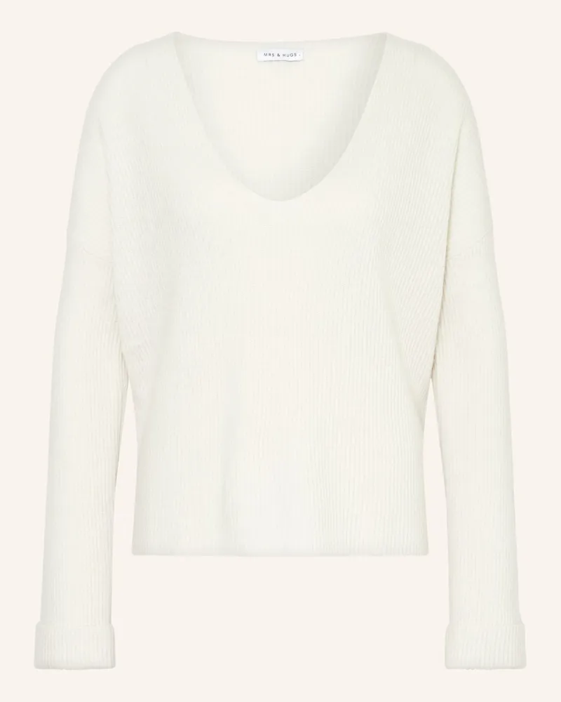 Mrs & HUGS Pullover mit Cashmere Weiss