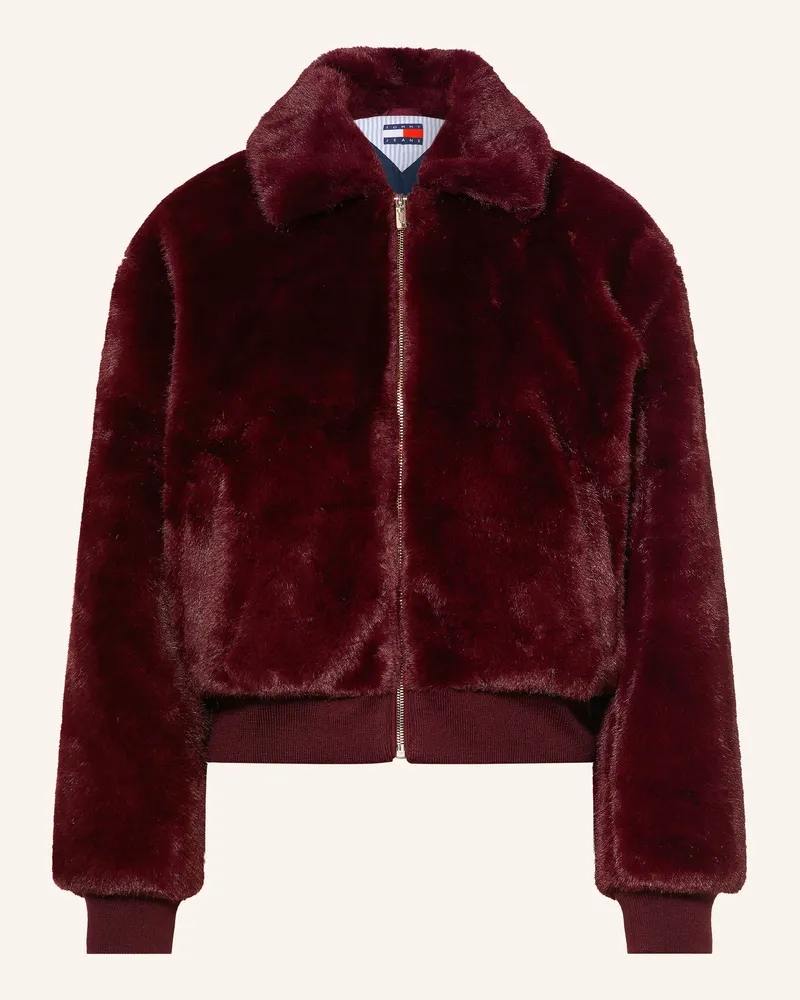 Tommy Hilfiger Kunstfell-Jacke rot Dunkelrot