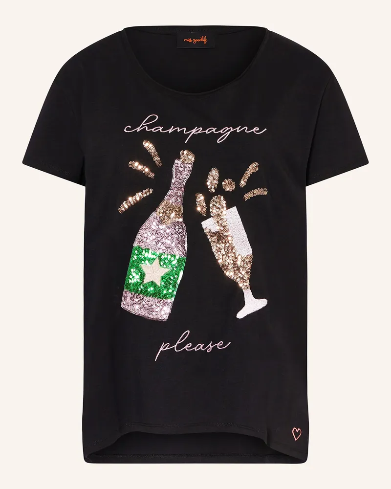 Miss Goodlife T-Shirt mit Pailletten Schwarz