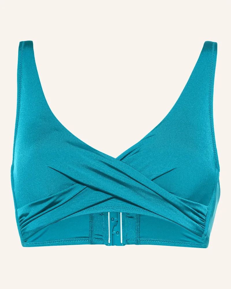 watercult Bralette-Bikini-Top Soft Sculpt In Wickeloptik blau Petrol