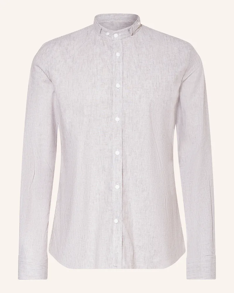 Gottseidank Trachtenhemd LENZ Extra Slim Fit mit Stehkragen Braun