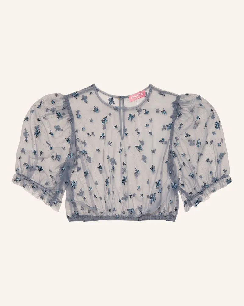 Krüger Dirndlbluse Arla Aus Mesh blau Blaugrau