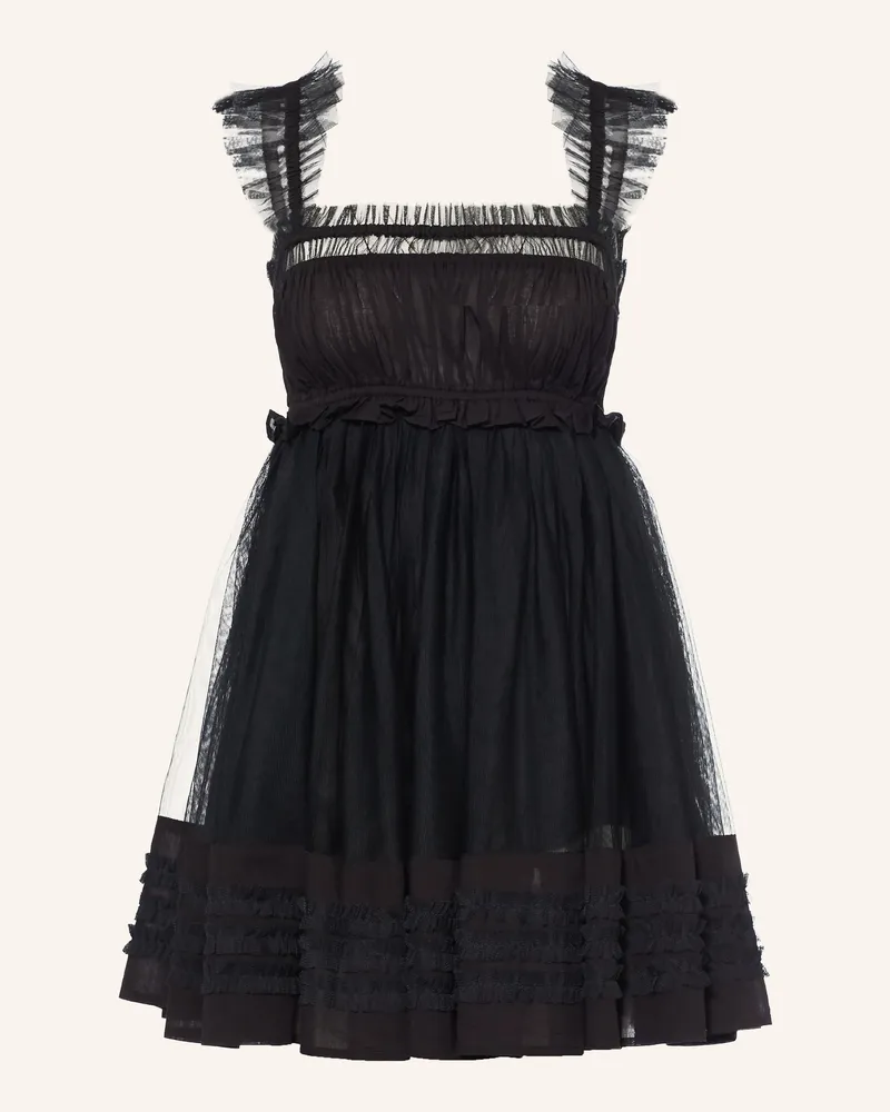 AllSaints Kleid Angela Im Materialmix Mit Rüschen schwarz Schwarz