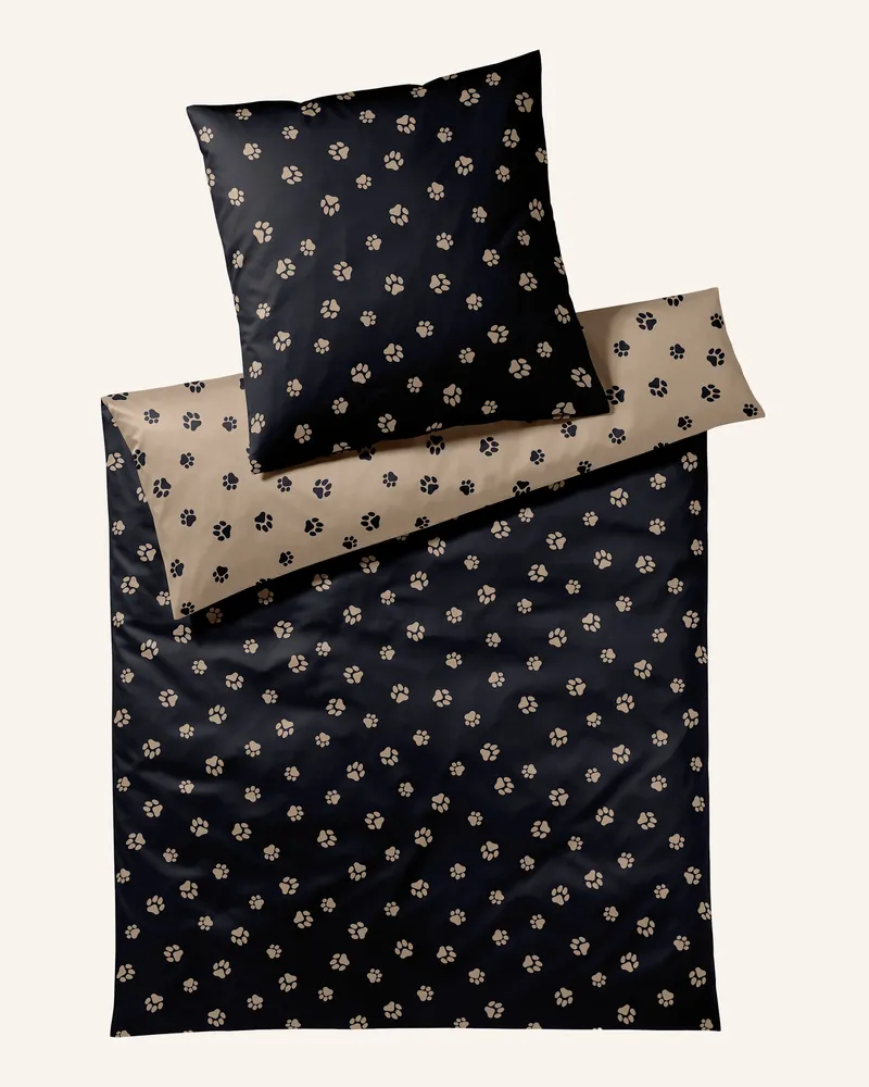 elegante Bettwäsche Paws silber Schwarz