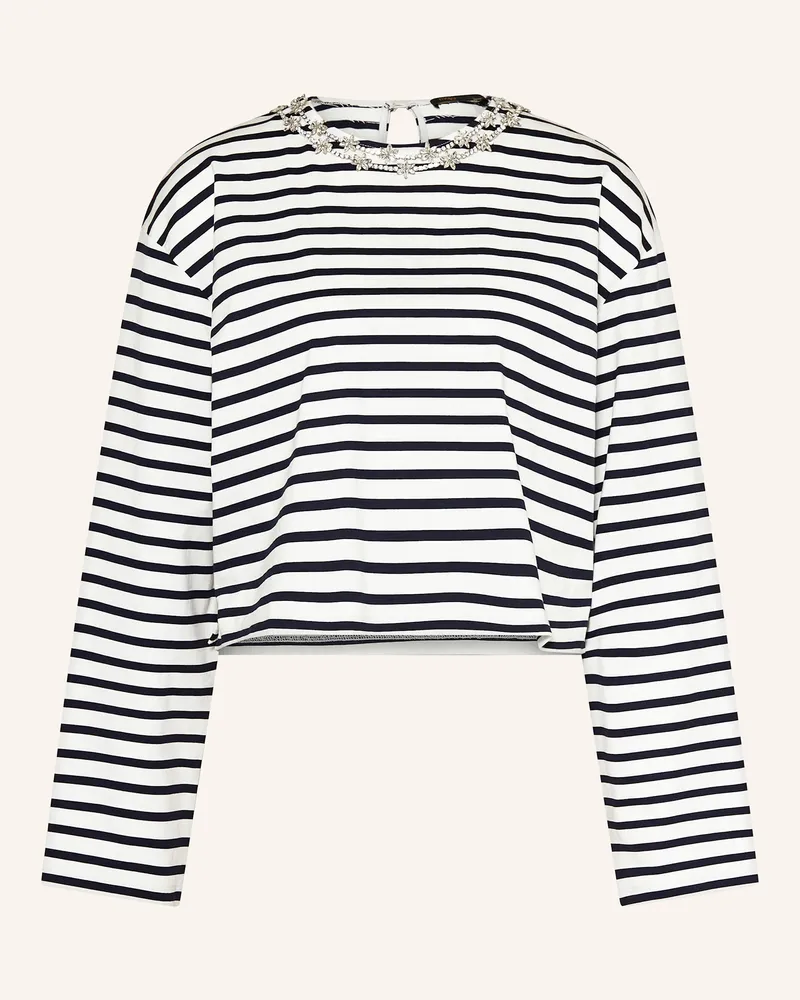 Maje Longsleeve mit Schmucksteinen Weiss