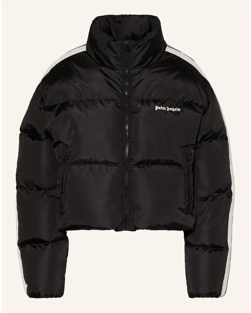 Palm Angels Daunenjacke mit Galonstreifen Schwarz