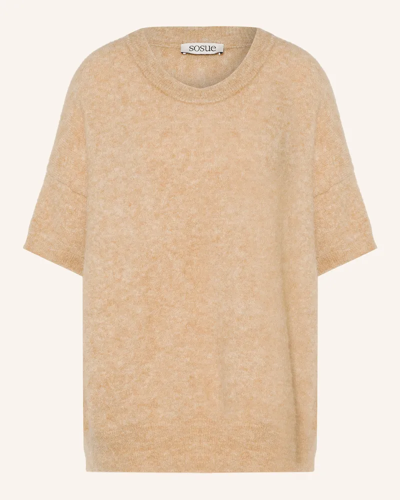 SoSUE Strickshirt Mit Alpaka braun Camel