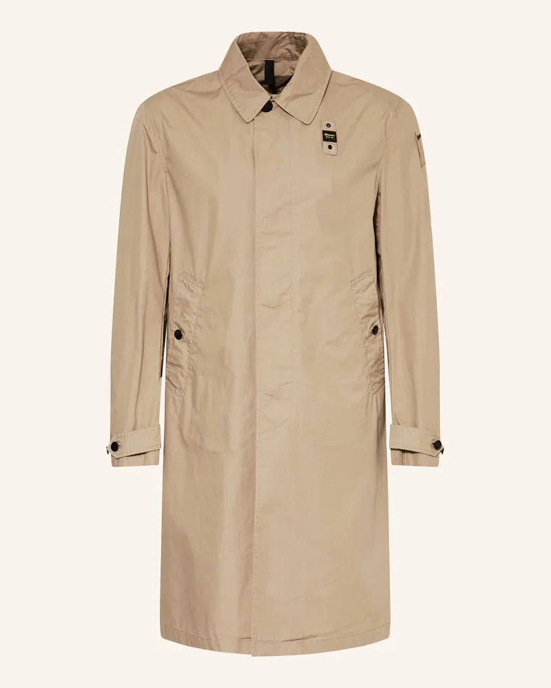Blauer Trenchcoat Beige