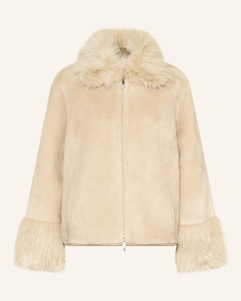 Mrs & HUGS Kunstpelz-Jacke weiss Creme