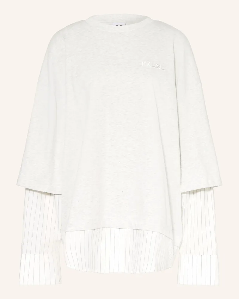 Karo Kauer Oversized-Longsleeve Im Materialmix grau Hellgrau