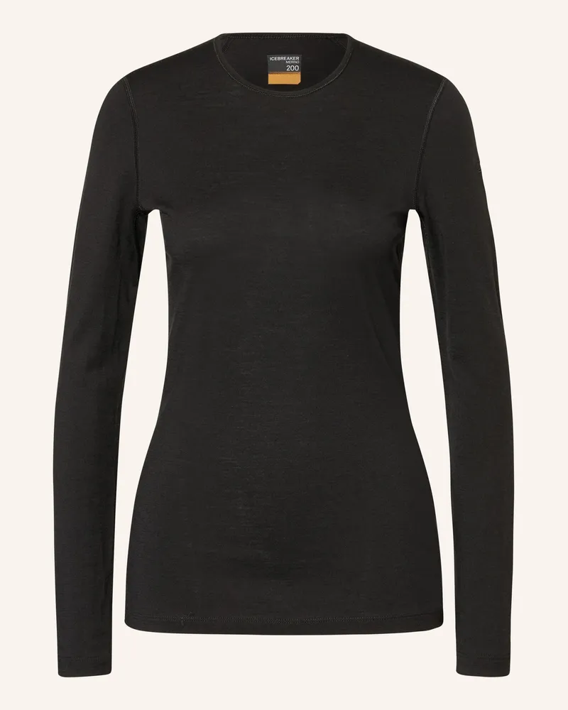 Icebreaker Funktionswäsche-Shirt 200 Oasis Aus Merinowolle schwarz Schwarz