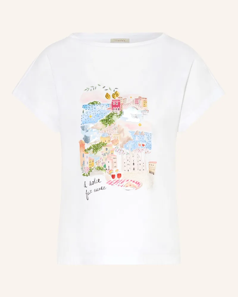 lilienfels T-Shirt mit Schmucksteinen und Pailletten Weiss