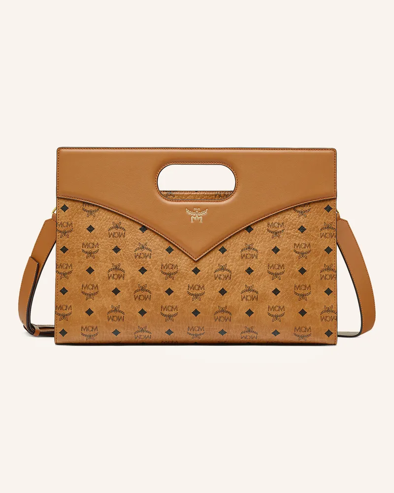 MCM Handtasche DIAMOND VISETOS Cognac