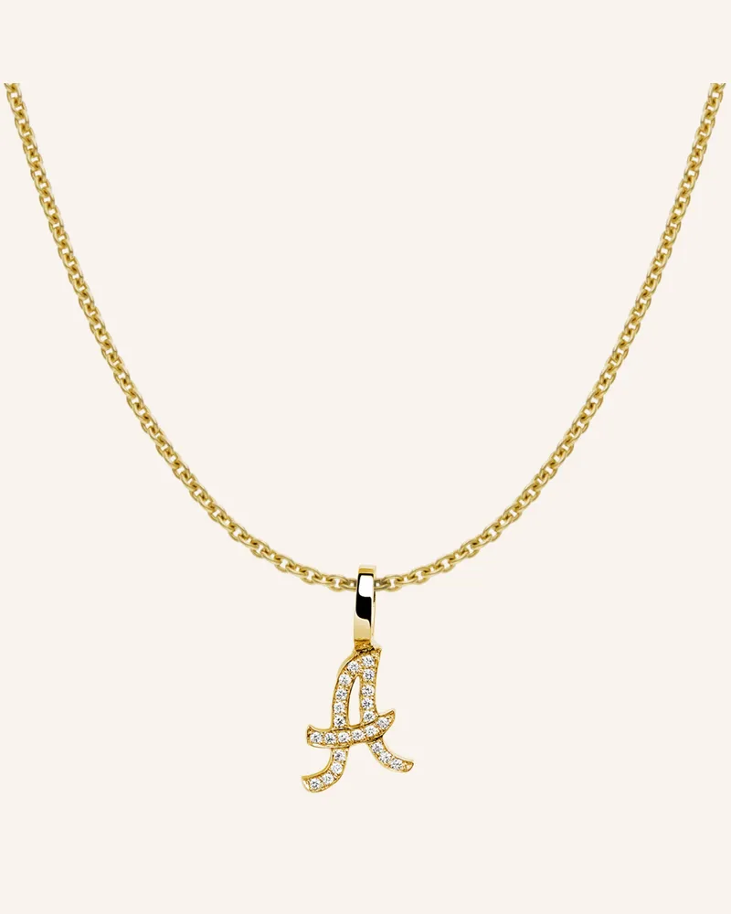 CADA Kette TINY DIAMOND LETTER A Gold