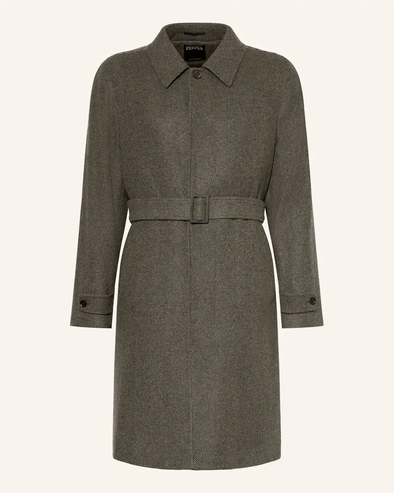 Ermenegildo Zegna Cashmere-Mantel gruen Oliv