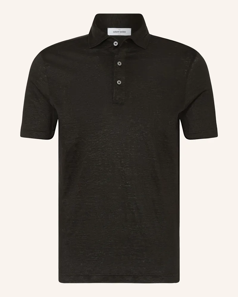 Gran Sasso Jersey-Poloshirt aus Leinen Schwarz