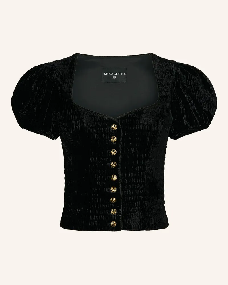 KINGA MATHE Trachtenmieder Juna Aus Samt schwarz Schwarz