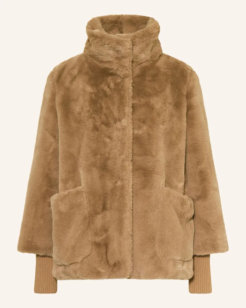 S.Oliver Kunstfell-Jacke Hellbraun