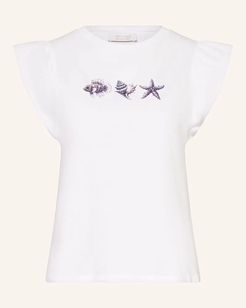Rich&Royal T-Shirt mit Schmucksteinen Weiss