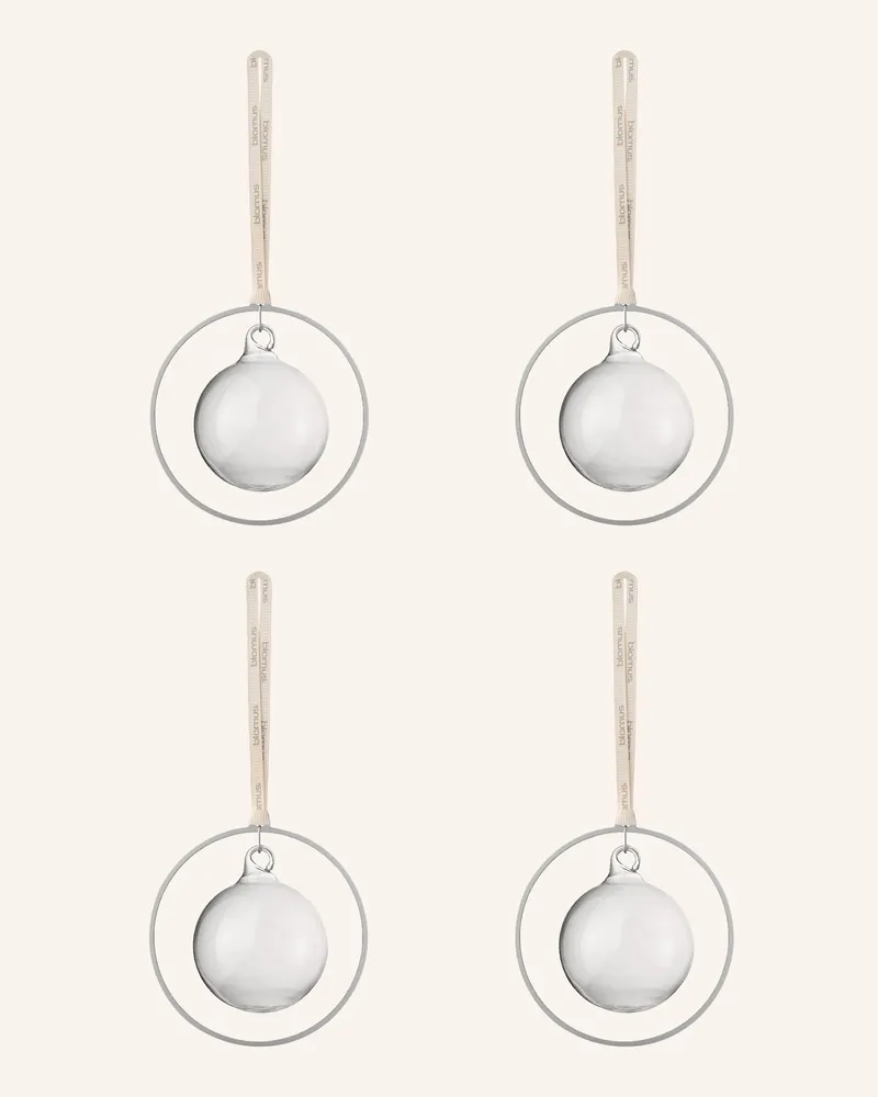 Blomus 4er-Set Weihnachtskugeln Kitai weiss Silber