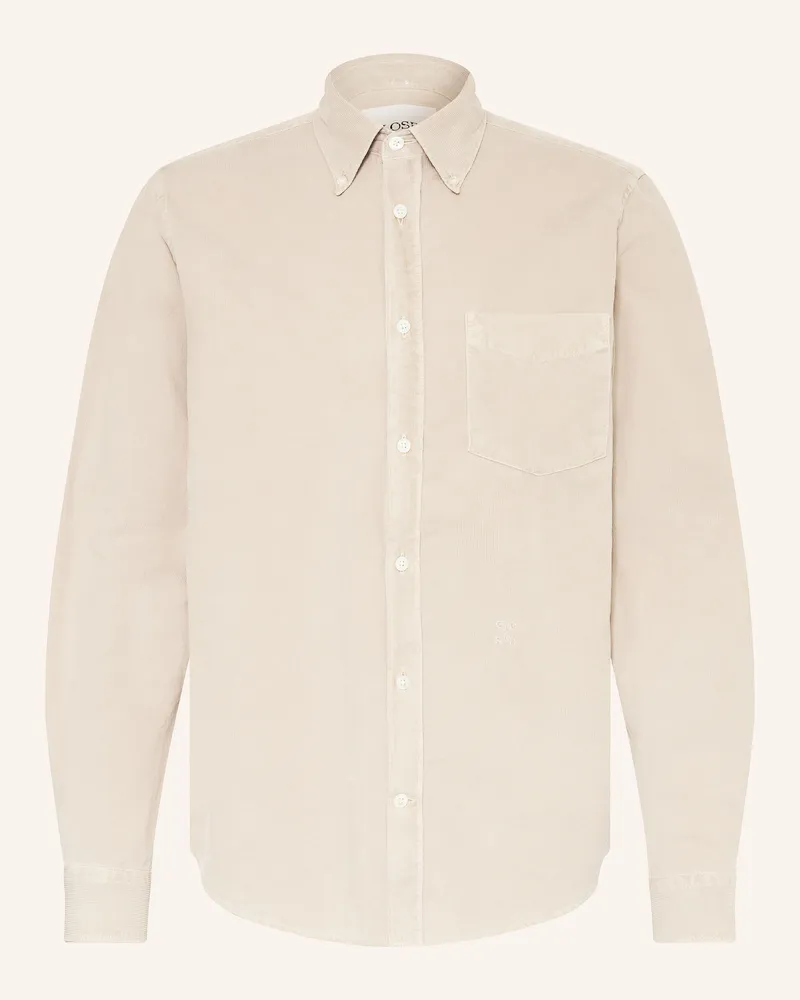 Closed Cordhemd Comfort Fit grau Hellbraun