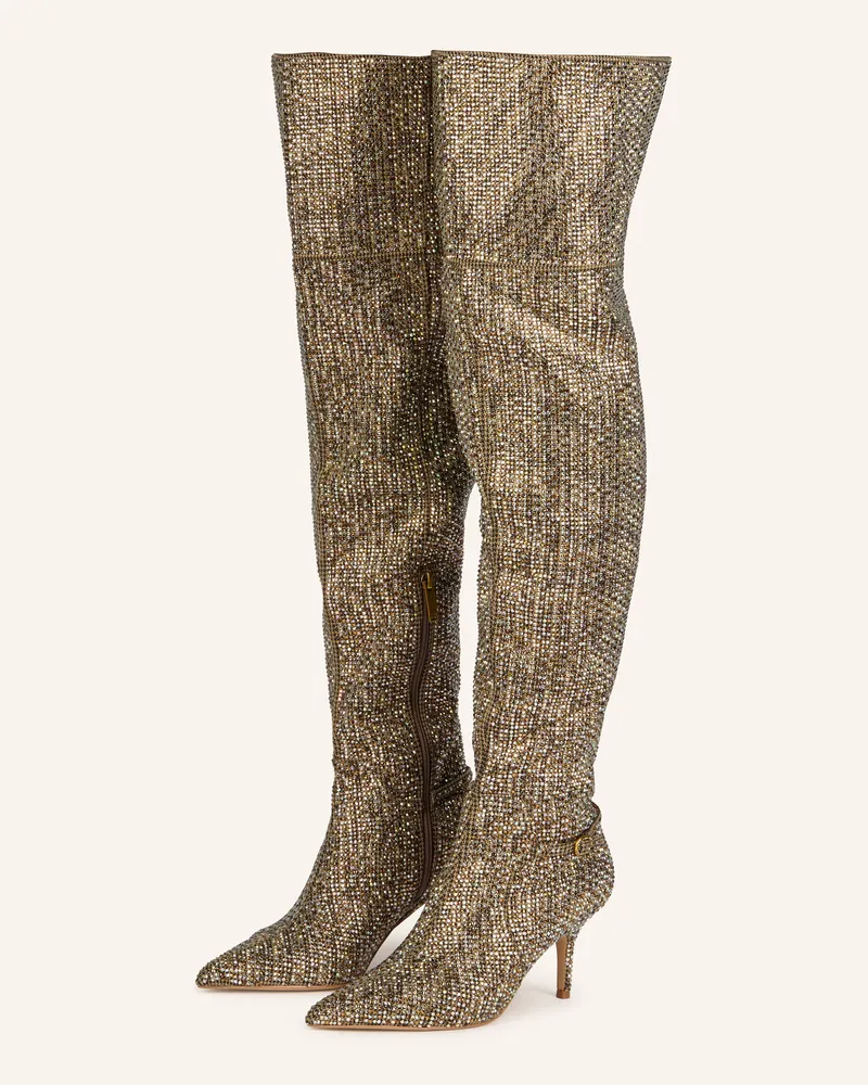 Kurt Geiger Overknee-Stiefel MAYFAIR mit Schmucksteinen Gold