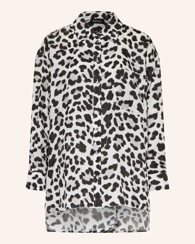 Grace Hemdbluse Aus Satin schwarz Grau