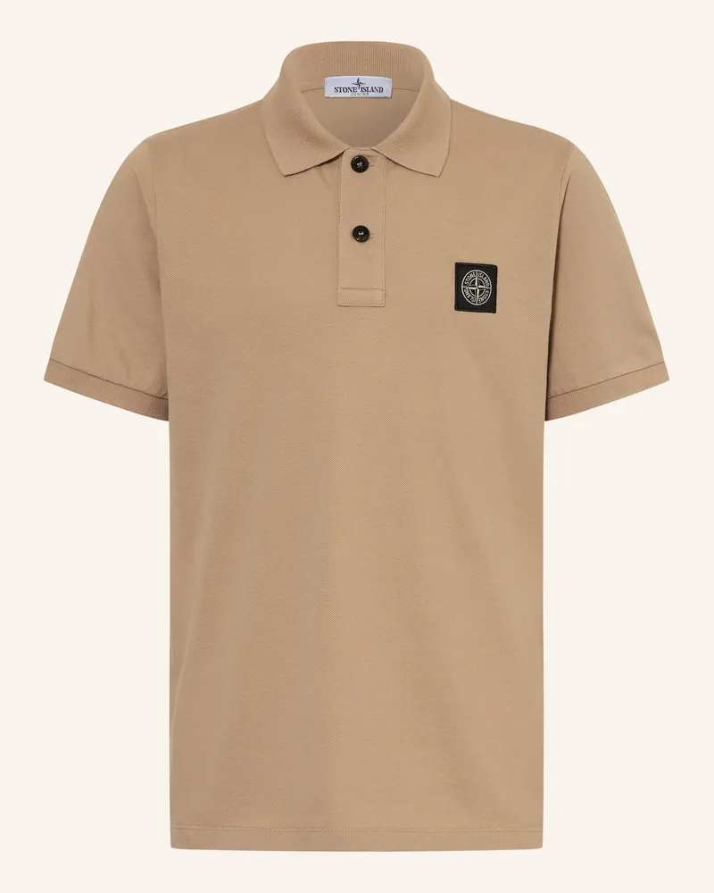Stone Island Piqué-Poloshirt grau Hellbraun