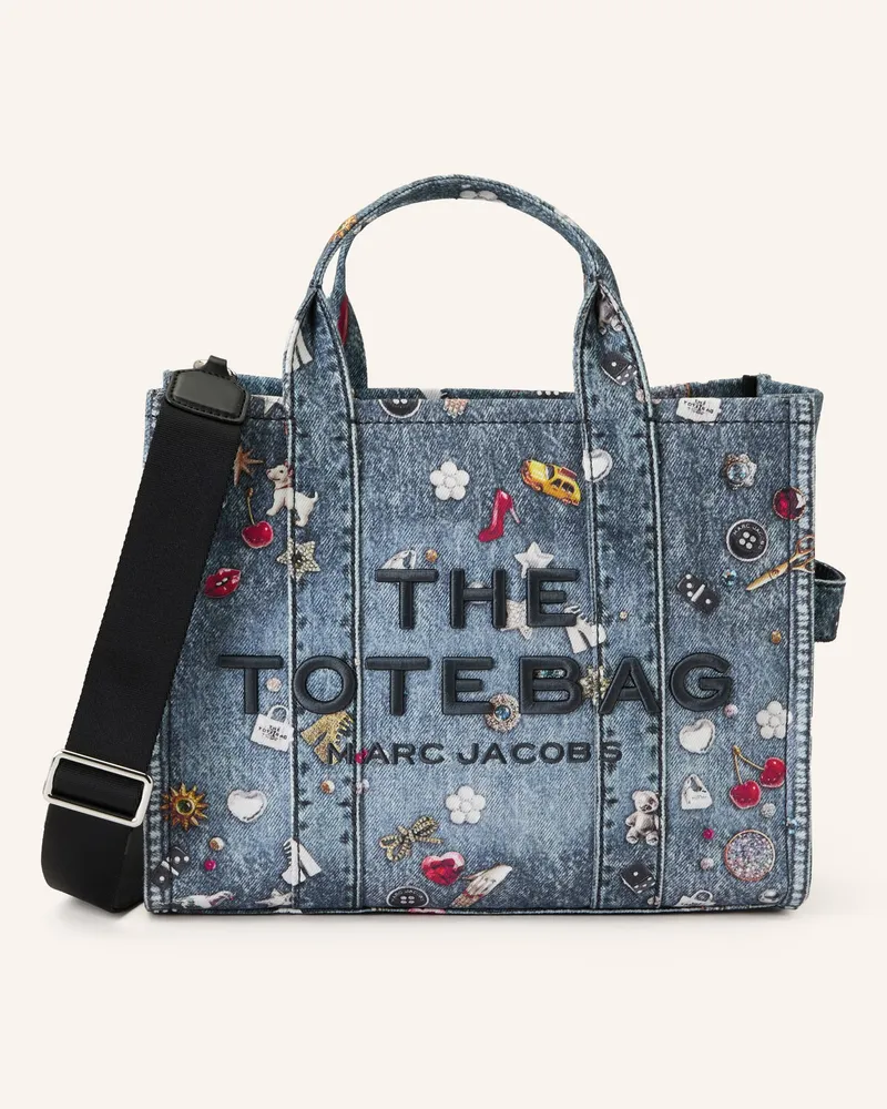 Marc Jacobs Umhängetasche THE TROMPE L'OEIL TRINKET CANVAS MEDIUM TOTE BAG Blau