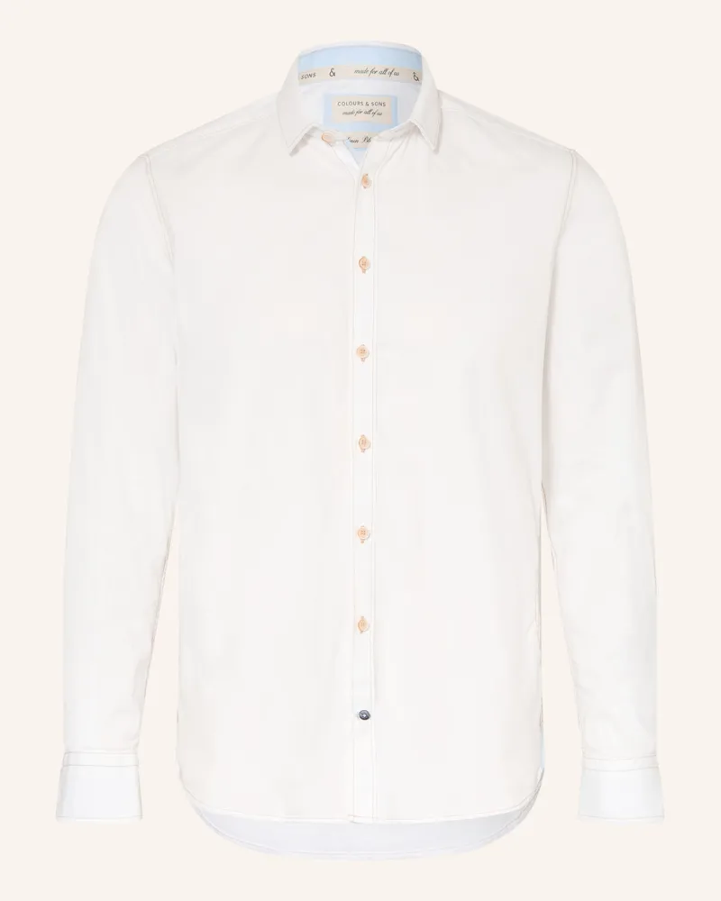 colours & sons Hemd Slim Fit mit Leinen Weiss