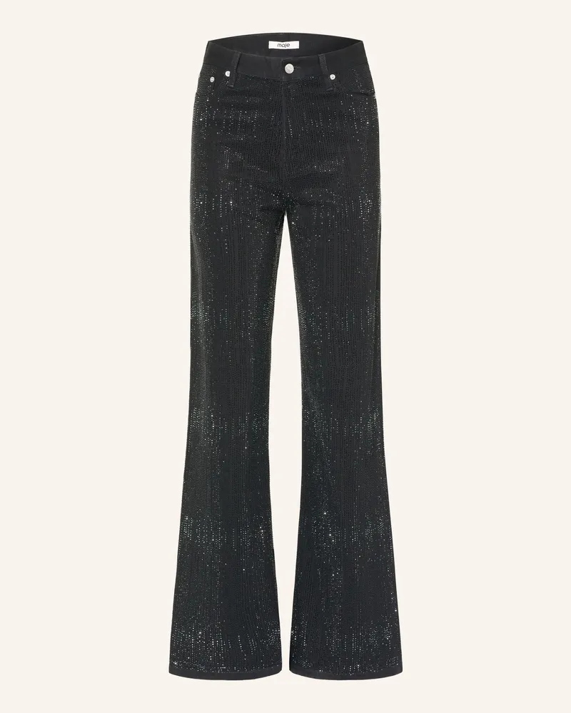 Maje Wide Leg Jeans Mit Schmucksteinbesatz schwarz 2517