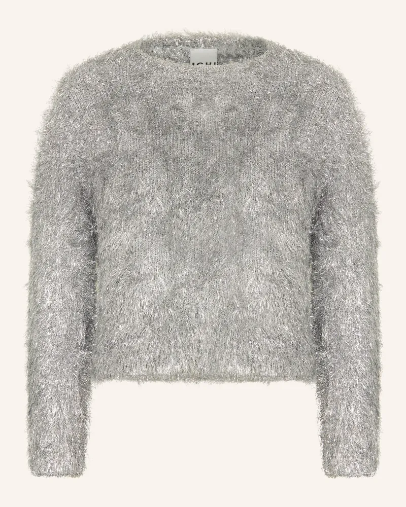 ICHI Pullover IHBLIZI mit Glitzergarn Silber