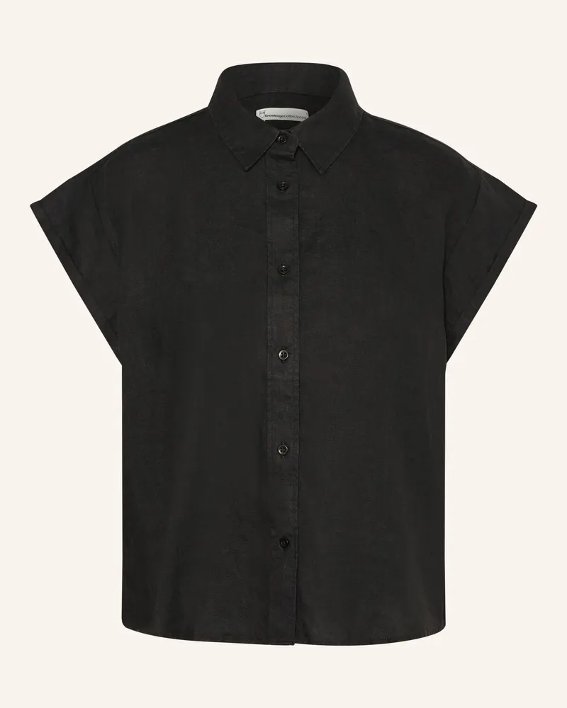 Knowledge Cotton Apparel Hemdbluse ASTER aus Leinen Schwarz