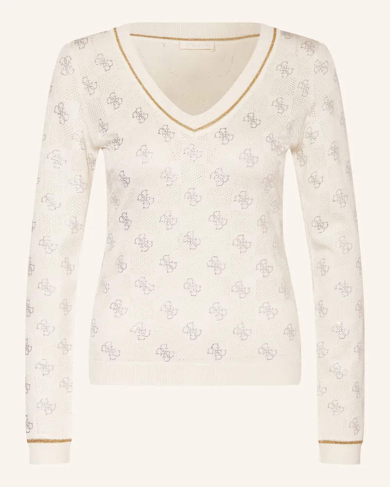 Guess Pullover ROSIE mit Schmucksteinen Creme