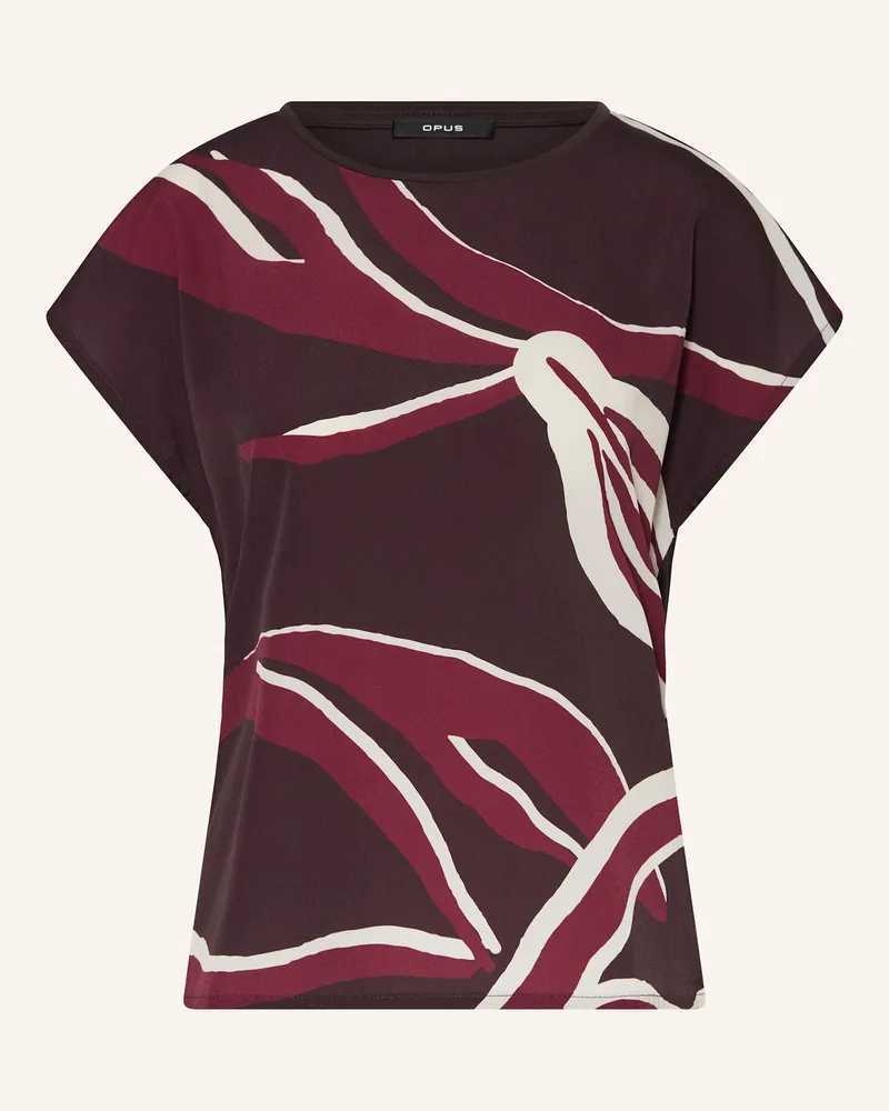 OPUS T-Shirt SOPIKA im Materialmix Dunkelbraun