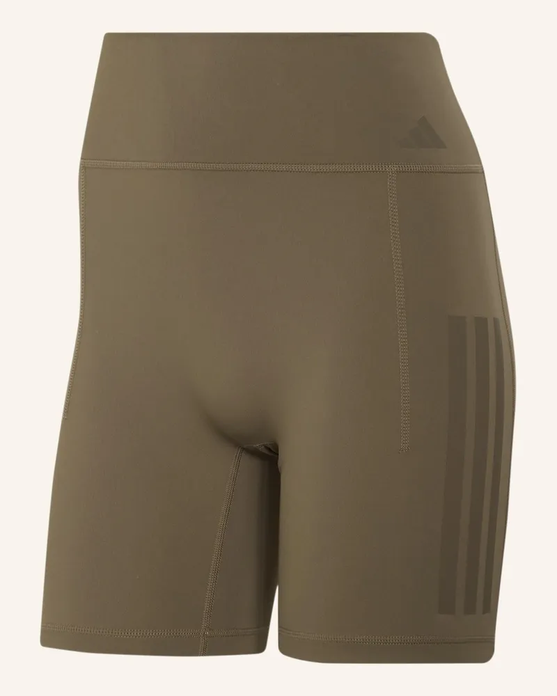 adidas Optime Workout 3-Streifen Kurze Leggings beige Khaki