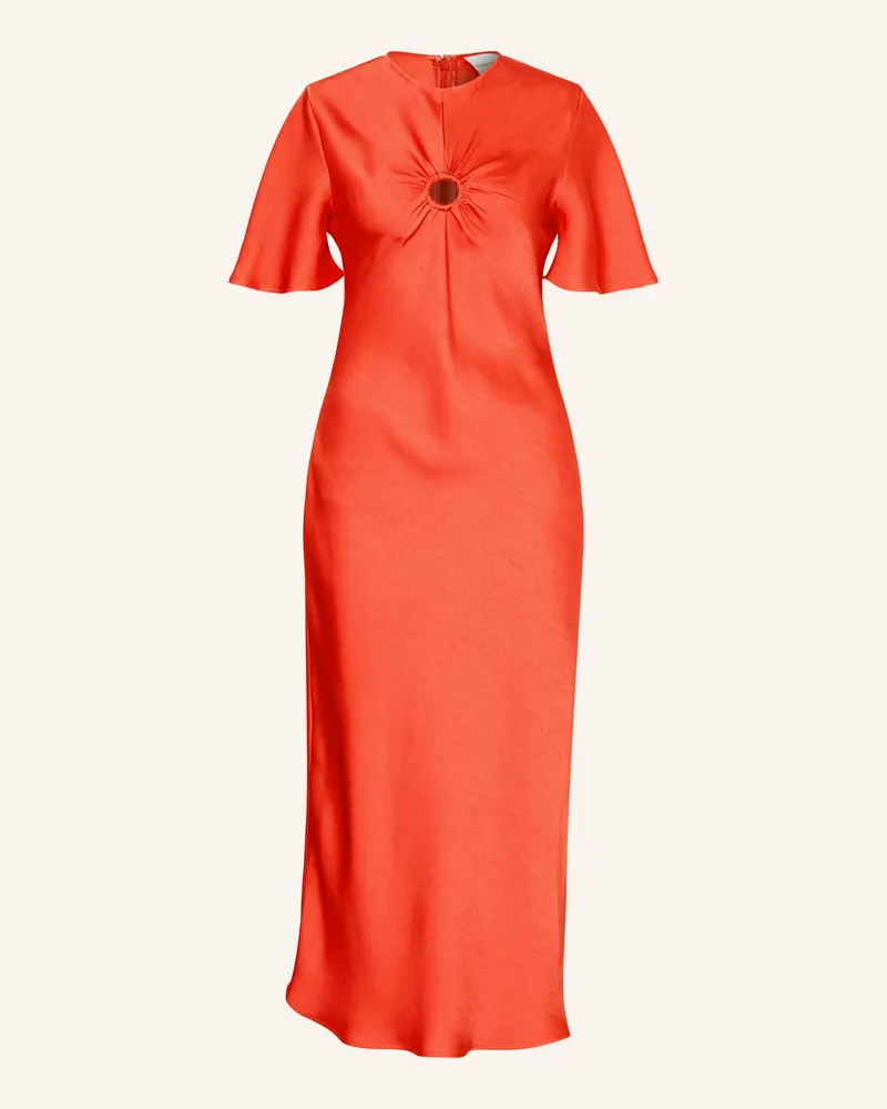 Claudie Pierlot Satinkleid mit Cut-out Neonrot