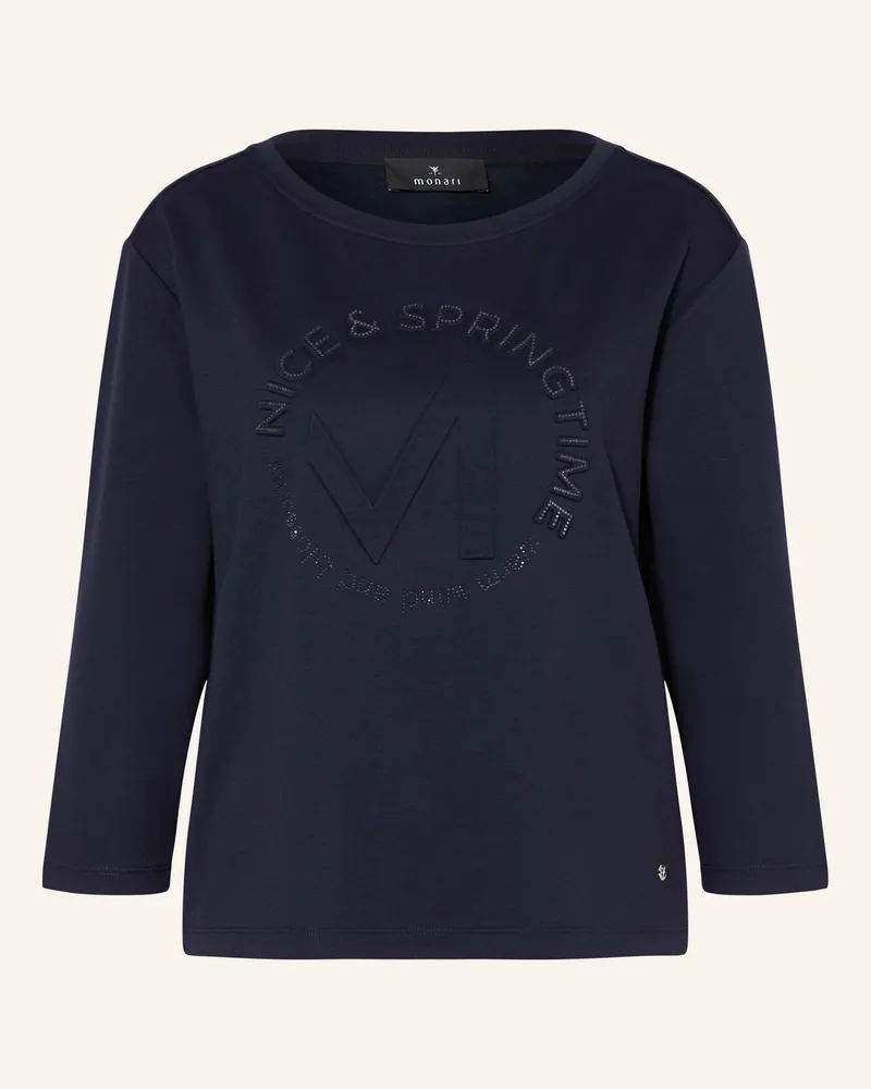 monari Longsleeve Mit 3/4-Arm Und Schmucksteinen blau Dunkelblau