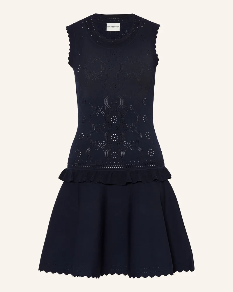 Claudie Pierlot Strickkleid Mit Rüschen blau Dunkelblau